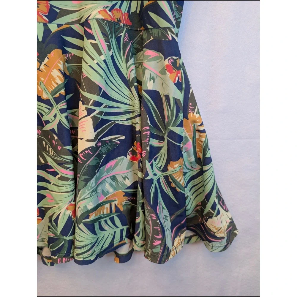 Shore Shapes Tropical Palm Print Swim Dress Navy Blue One Piece Size 10 2119-22A - Picture 13 of 16